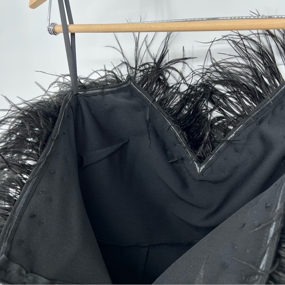 NWT Catchall Naomi Black Strapless Feather Trimmed Bandage Maxi Bodycon Dress - Picture 11 of 16